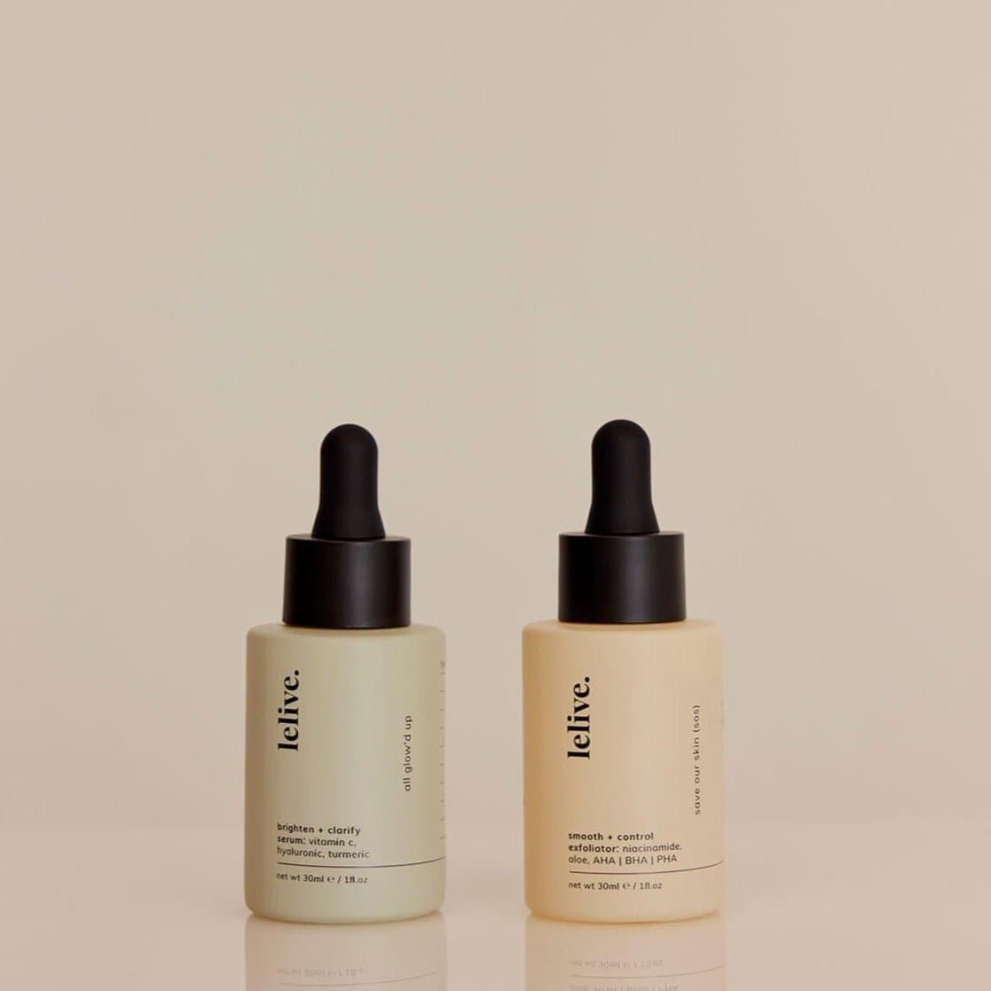 am + pm serum kit | clarify + exfoliate - lelive